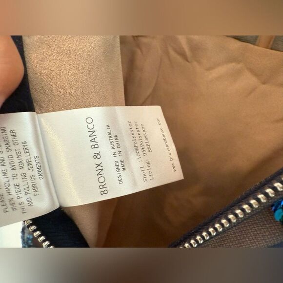 NWOT BRONX AND BANCO ZINNA EMBROIDERED EVENING Blue and Green DRESS,size XS - Picture 14 of 14